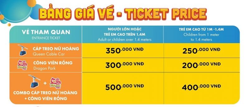 Bảng giá vé Sun World Hạ Long từ 12/8/2020