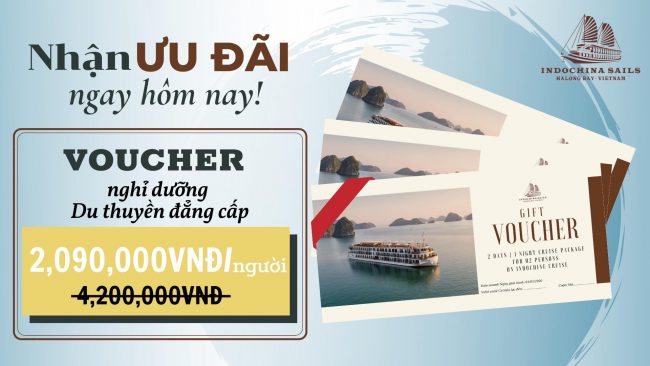 Poster quảng bá chương trình khuyến mãi của du thuyền Indochine